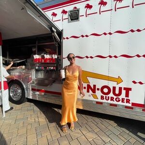 Bardot Gold Spaghetti Strap Sundress for Weddings